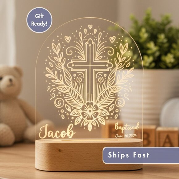 Jesus Christ Night Light – Personalized LED Faith Room Decor - Picture 1 of 8